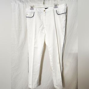 ESCADA WHITE PANTS WITH BLACK TRIM